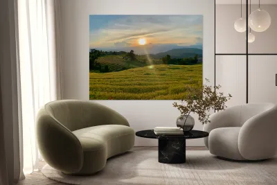 Sunset over the Rice Fields Reproduction