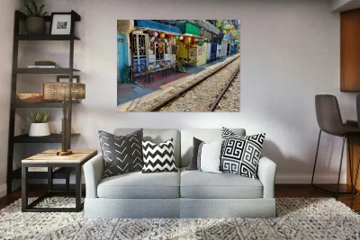 Coffee Shops by the Railroad Reproduction