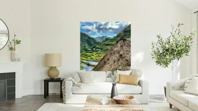 Rice Valley behind the Roof Reproduction