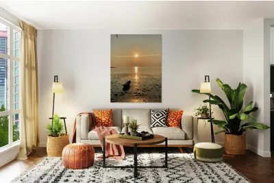 Lonely Boat at the Sunset Reproduction