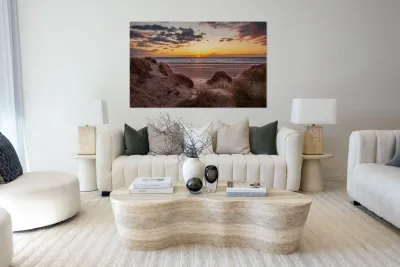 Sunset over Formby Beach through sand dunes Reproduction