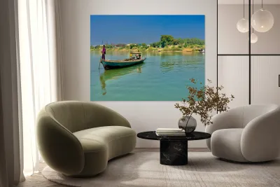 Standing in Front of the Boat Reproduction