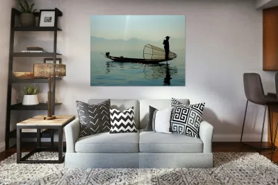 Inle Lake Fisherman 1 in Myanmar Reproduction