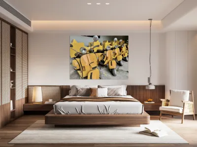 Yellow Motorbike Cabs Reproduction