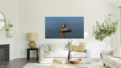 Inle Lake Fisherman 3 in Myanmar Reproduction