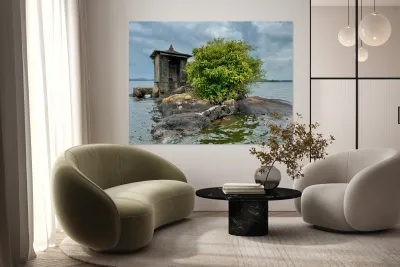 Mini Temple on the Lake Sri Lanka Reproduction