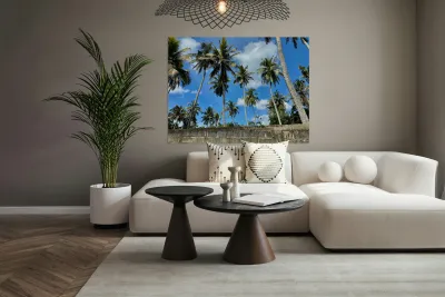 Palm Trees behind the Wall Reproduction