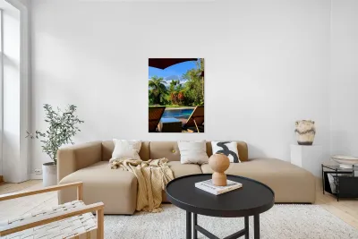 By the Pool with a view on Mount Agung Bali Reproduction