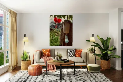 Red Flower & Homemade Lamp in Thailand Reproduction