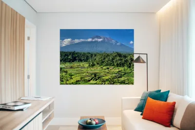 Mount Agung with Rice Fields Bali Reproduction