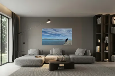 Rock Throwing on the Lake Reproduction