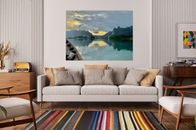 Reflections on the Lake in Khao Sok Thailand 1 Reproduction