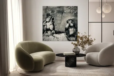 BW Didn t See it Didn t Hear it Monkeys Reproduction