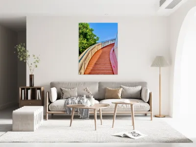 Golden Mount Temple Orange Stairs Bangkok 2 Reproduction