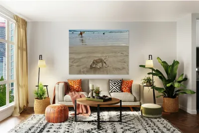 Puppy Walking on the Beach Reproduction