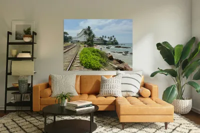 Railroad by the Ocean Reproduction