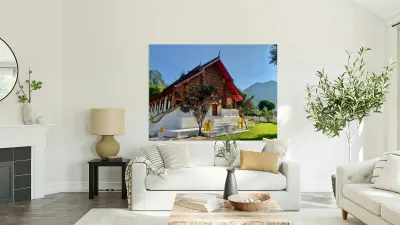 Beautiful Buddhist Temple in Muang Ngoy Laos Reproduction