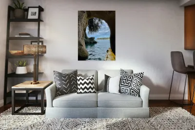 Kayaking Out of a Cave Reproduction