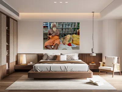 Man Sitting by the Temple Reproduction