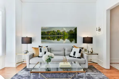 Panorama across the Mere to the town of Ellesmere in Shropshire Reproduction