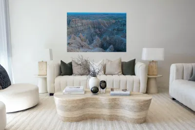 Majestic Splendor Badlands Canyons in the Serene Evening Reproduction