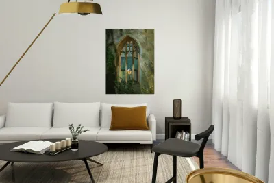 Oil painting of street light seen at St Dunstan church Reproduction