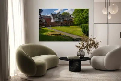 Old School House building in graveyard in Oswestry Reproduction