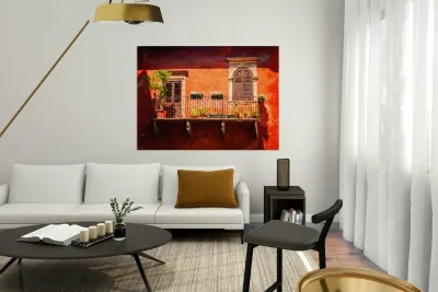 Digital oil painting of an old balcony in Verona Reproduction