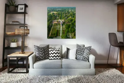 Aerial portrait format of Governors Palace in Williamsburg Virginia Reproduction