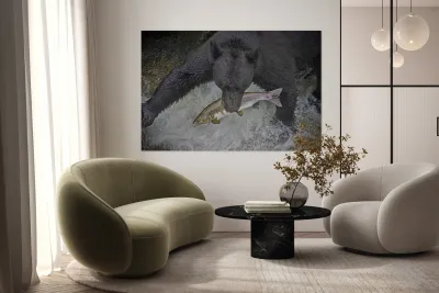 Black bear dinner Reproduction