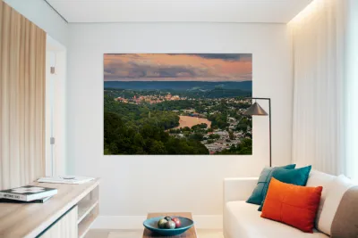 Sunset lights the sky above Morgantown in West Virginia Reproduction