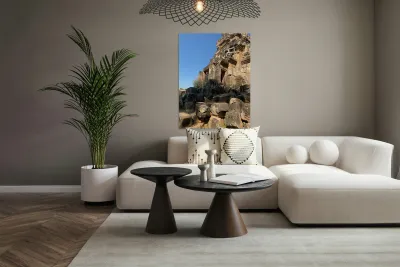 Man Looking Outside of Old Temple Reproduction