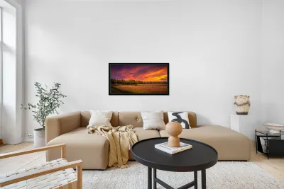 Sunset along a fence Reproduction