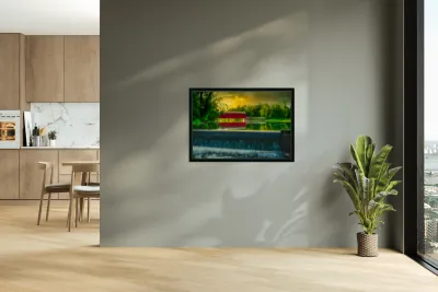 Tranquil Reflections: A Captivating Sunset at Sachs Bridge Reproduction