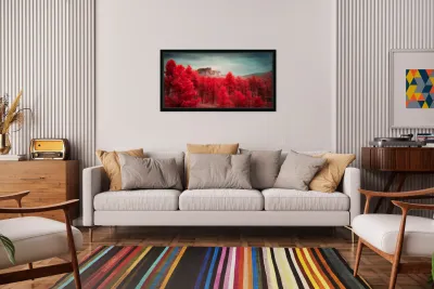 Crimson Dreamscape: Crazy Horse Reproduction