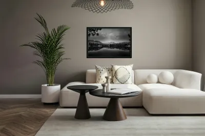 Expansive Beauty: A Panoramic Vista of Center Lake Reproduction