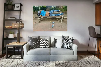 Napping on a Public Bench Jakarta Reproduction