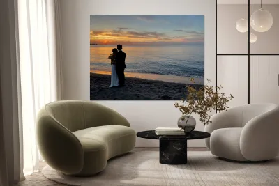 Newlyweds Sunset Beach Jeju South Korea 1 Reproduction