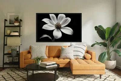 Eclipse Petal – Black and White Macro Flower Print Reproduction