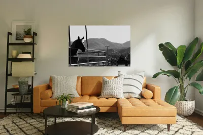 Horse amidst the mountains Reproduction