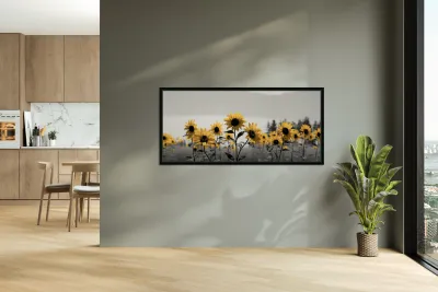 Blue Horizon Bloom – Sunflowers by the Sea Print Reproduction