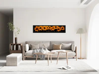 Field of Fire – Vibrant Sunflower Panorama Print Reproduction