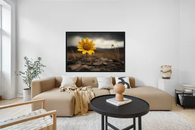 Golden Resolve – Sunflower in Sepia Field Print Reproduction