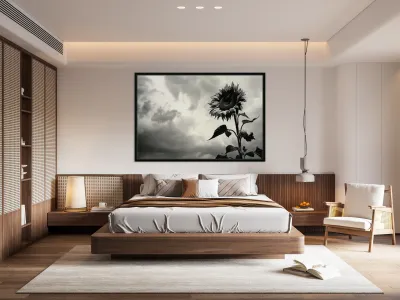 Stormwatch – Sunflower Under Clouded Sky Print Reproduction