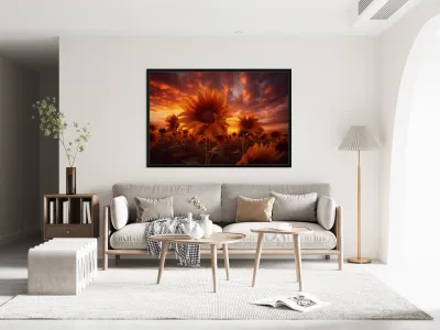 Blaze of Blooms – Dramatic Sunflower Sunset Print Reproduction