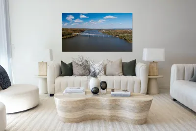 Mark Twain Memorial highway bridge across Mississippi Reproduction