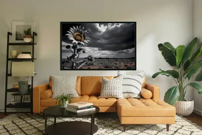 Desert Sunflower – Stormfront Monochrome Landscape Print Reproduction