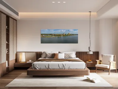 Modern Woodmen Park and downtown of Davenport IA Reproduction