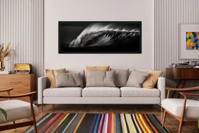 Tempest Curve – Black & White Ocean Wave Print Reproduction