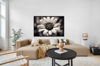 Opulent – Monochrome Daisy Medallion Art Print Reproduction